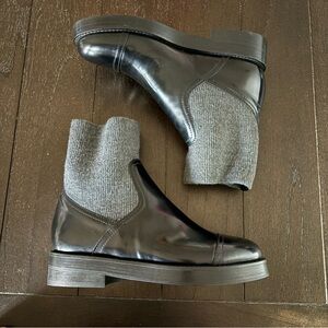 J.Crew Women’s Rib-cuff boots in Italian Leather Black Size‎ 7 Minimalist Fall